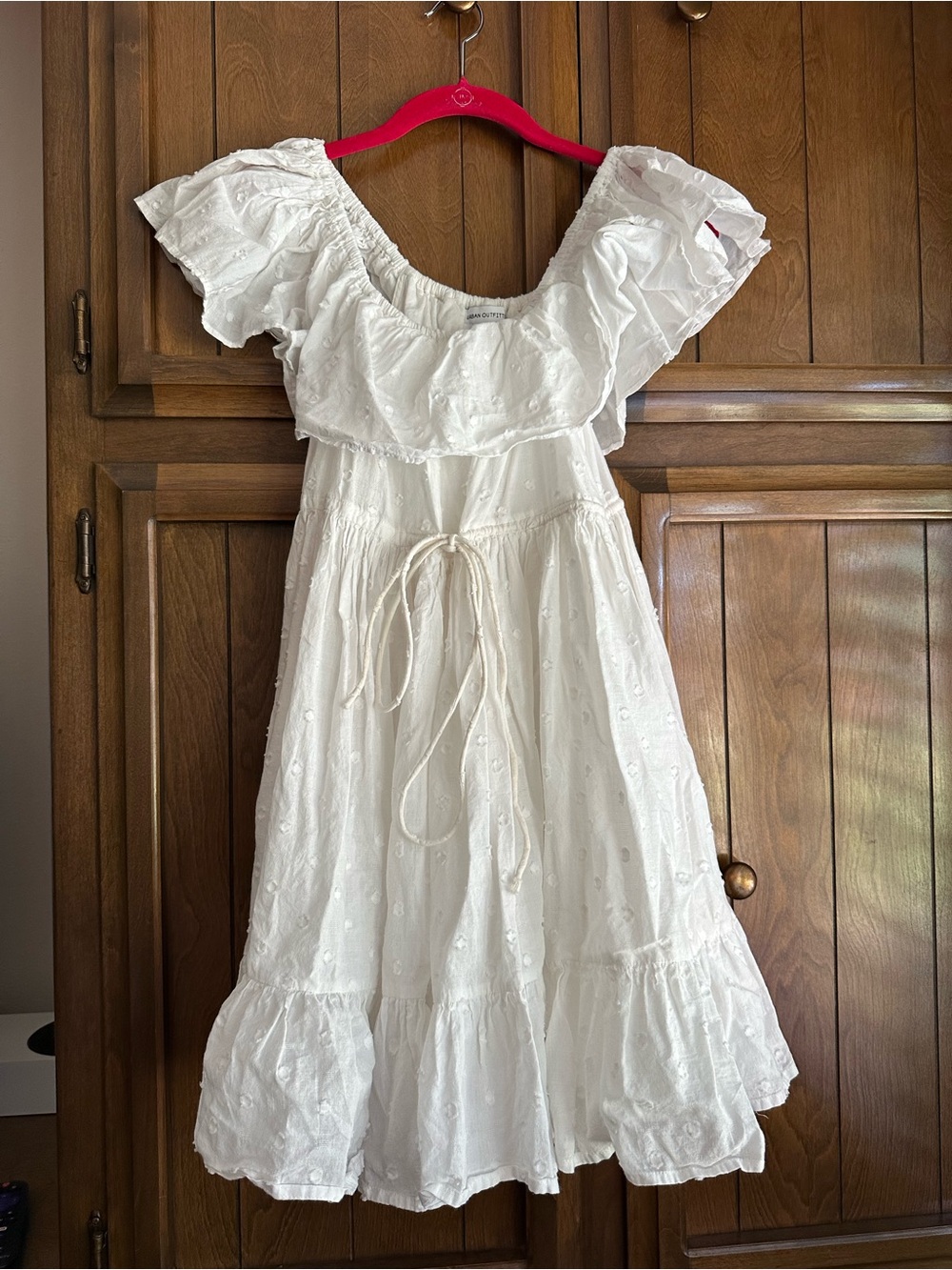 Urban Outfitters White Eyelet Off-Shoulder Mini Dress